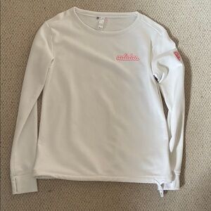 Adidas Kids White Long Sleeve Tee with Pink Accents